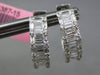 WIDE 1.3CT DIAMOND 18K WHITE GOLD ROUND & BAGUETTE HOOP HUGGIE HANGING EARRINGS