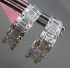 WIDE 1.3CT DIAMOND 18K WHITE GOLD ROUND & BAGUETTE HOOP HUGGIE HANGING EARRINGS