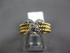 ESTATE .14CT DIAMOND 14KT WHITE & YELLOW GOLD 3D MULTI ROW ROPE X LOVE RING