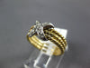 ESTATE .14CT DIAMOND 14KT WHITE & YELLOW GOLD 3D MULTI ROW ROPE X LOVE RING