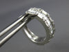 WIDE 1.3CT DIAMOND 18K WHITE GOLD ROUND & BAGUETTE HOOP HUGGIE HANGING EARRINGS