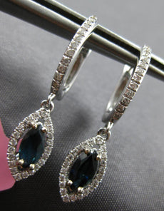 .71CT DIAMOND & AAA SAPPHIRE 18KT WHITE GOLD MARQUISE & ROUND HANGING EARRINGS