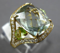 2.86CT DIAMOND & AAA PERIDOT & GREEN AMETHYST 14K YELLOW GOLD CUSHION FUN RING