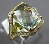 2.86CT DIAMOND & AAA PERIDOT & GREEN AMETHYST 14K YELLOW GOLD CUSHION FUN RING