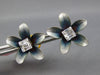 LARGE .33CT DIAMOND & BLUE ENAMEL 18KT YELLOW GOLD SQUARE FLOWER STUD EARRINGS