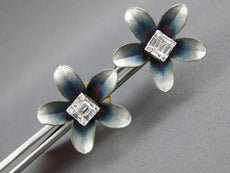 LARGE .33CT DIAMOND & BLUE ENAMEL 18KT YELLOW GOLD SQUARE FLOWER STUD EARRINGS