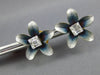 LARGE .33CT DIAMOND & BLUE ENAMEL 18KT YELLOW GOLD SQUARE FLOWER STUD EARRINGS