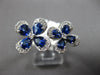 LARGE 2.67CT DIAMOND & AAA SAPPHIRE 18KT WHITE GOLD 3D DOUBLE 4 LEAF CLOVER RING