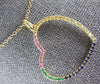ESTATE .62CT AAA MULTI COLOR SAPPHIRE 14KT YELLOW GOLD 3D FLOATING LOVE PENDANT