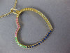 ESTATE .62CT AAA MULTI COLOR SAPPHIRE 14KT YELLOW GOLD 3D FLOATING LOVE PENDANT