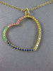 ESTATE .62CT AAA MULTI COLOR SAPPHIRE 14KT YELLOW GOLD 3D FLOATING LOVE PENDANT