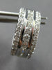 1.61CT DIAMOND 18KT WHITE GOLD 3D 3 ROW MULTI HEART HUGGIE HOOP HANGING EARRINGS