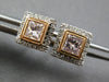.66CT WHITE & PINK DIAMOND 18KT ROSE GOLD 3D PRINCESS & ROUND HALO STUD EARRINGS