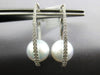 ESTATE LARGE .55CT DIAMOND & AAA SOUTH SEA PEARL 18K WHITE GOLD 3D HOOP EARRINGS