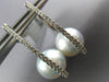 ESTATE LARGE .55CT DIAMOND & AAA SOUTH SEA PEARL 18K WHITE GOLD 3D HOOP EARRINGS