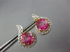 4.45CT DIAMOND & AAA PINK QUARTZ 14KT YELLOW GOLD ROUND CLIP ON HANGING EARRINGS