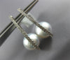 ESTATE LARGE .55CT DIAMOND & AAA SOUTH SEA PEARL 18K WHITE GOLD 3D HOOP EARRINGS
