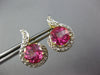 4.45CT DIAMOND & AAA PINK QUARTZ 14KT YELLOW GOLD ROUND CLIP ON HANGING EARRINGS
