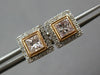 .66CT WHITE & PINK DIAMOND 18KT ROSE GOLD 3D PRINCESS & ROUND HALO STUD EARRINGS