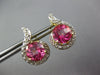 4.45CT DIAMOND & AAA PINK QUARTZ 14KT YELLOW GOLD ROUND CLIP ON HANGING EARRINGS
