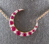 ESTATE 1.16CT DIAMOND & AAA RUBY 18KT ROSE GOLD 3D CLASSIC MOON LOVE NECKLACE