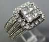 LARGE 1.50CT DIAMOND 14KT WHITE GOLD PRINCESS & ROUND SQUARE WEDDING RING SET
