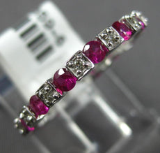 1.04CT DIAMOND & AAA RUBY 14KT WHITE GOLD ROUND SQUARE ETERNITY ANNIVERSARY RING