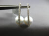 ESTATE LARGE .55CT DIAMOND & AAA SOUTH SEA PEARL 18K WHITE GOLD 3D HOOP EARRINGS