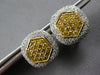 LARGE 1.74CT WHITE & CANARY DIAMOND 18KT YELLOW GOLD 3D HEXAGON CLIP ON EARRINGS