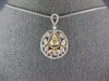 LARGE 2.60CT WHITE PINK & CANARY DIAMOND 18KT 2 TONE GOLD 3D MULTI SHAPE PENDANT