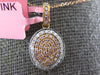 ESTATE .30CT WHITE & PINK DIAMOND 18K WHITE & ROSE GOLD CLUSTER OVAL FUN PENDANT