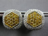 LARGE 1.74CT WHITE & CANARY DIAMOND 18KT YELLOW GOLD 3D HEXAGON CLIP ON EARRINGS