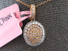 ESTATE .30CT WHITE & PINK DIAMOND 18K WHITE & ROSE GOLD CLUSTER OVAL FUN PENDANT