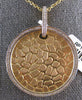 LARGE .43CT DIAMOND 14KT YELLOW GOLD CIRCULAR HAMMERED LOOK FUN FLOATING PENDANT