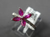.62CT DIAMOND & AAA RUBY 14KT WHITE GOLD MARQUISE 4 LEAF CLOVER FLOWER LOVE RING