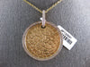 LARGE .43CT DIAMOND 14KT YELLOW GOLD CIRCULAR HAMMERED LOOK FUN FLOATING PENDANT