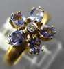 .84CT DIAMOND & AAA TANZANITE 14KT YELLOW GOLD 3D OVAL & ROUND FLOWER FUN RING