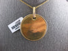 LARGE .43CT DIAMOND 14KT YELLOW GOLD CIRCULAR HAMMERED LOOK FUN FLOATING PENDANT
