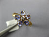 .84CT DIAMOND & AAA TANZANITE 14KT YELLOW GOLD 3D OVAL & ROUND FLOWER FUN RING