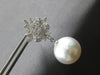 LARGE .80CT DIAMOND & AAA SOUTH SEA PEARL 18K WHITE GOLD FLORAL HANGING EARRINGS
