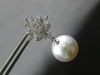 LARGE .80CT DIAMOND & AAA SOUTH SEA PEARL 18K WHITE GOLD FLORAL HANGING EARRINGS