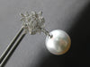 LARGE .80CT DIAMOND & AAA SOUTH SEA PEARL 18K WHITE GOLD FLORAL HANGING EARRINGS
