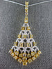 LARGE 1.87CT WHITE & CANARY DIAMOND 18K 2 TONE GOLD TRIANGULAR TEAR DROP PENDANT