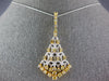 LARGE 1.87CT WHITE & CANARY DIAMOND 18K 2 TONE GOLD TRIANGULAR TEAR DROP PENDANT