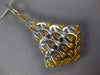 LARGE 1.87CT WHITE & CANARY DIAMOND 18K 2 TONE GOLD TRIANGULAR TEAR DROP PENDANT