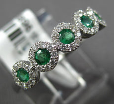 .51CT DIAMOND & AAA EMERALD 18K WHITE GOLD CLASSIC 5 STONE HALO ANNIVERSARY RING