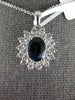 LARGE 2.32CT DIAMOND & AAA SAPPHIRE 14KT WHITE GOLD OVAL PRINCESS DIANA PENDANT