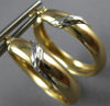 ESTATE 14KT TWO TONE GOLD 3D CLASSIC DIAMOND CUT HOOP HANGING EARRINGS #26992