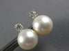 LARGE .41CT DIAMOND & AAA SOUTH SEA PEARL 14K WHITE GOLD 3D STUD EARRINGS #26982