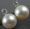 LARGE .41CT DIAMOND & AAA SOUTH SEA PEARL 14K WHITE GOLD 3D STUD EARRINGS #26982